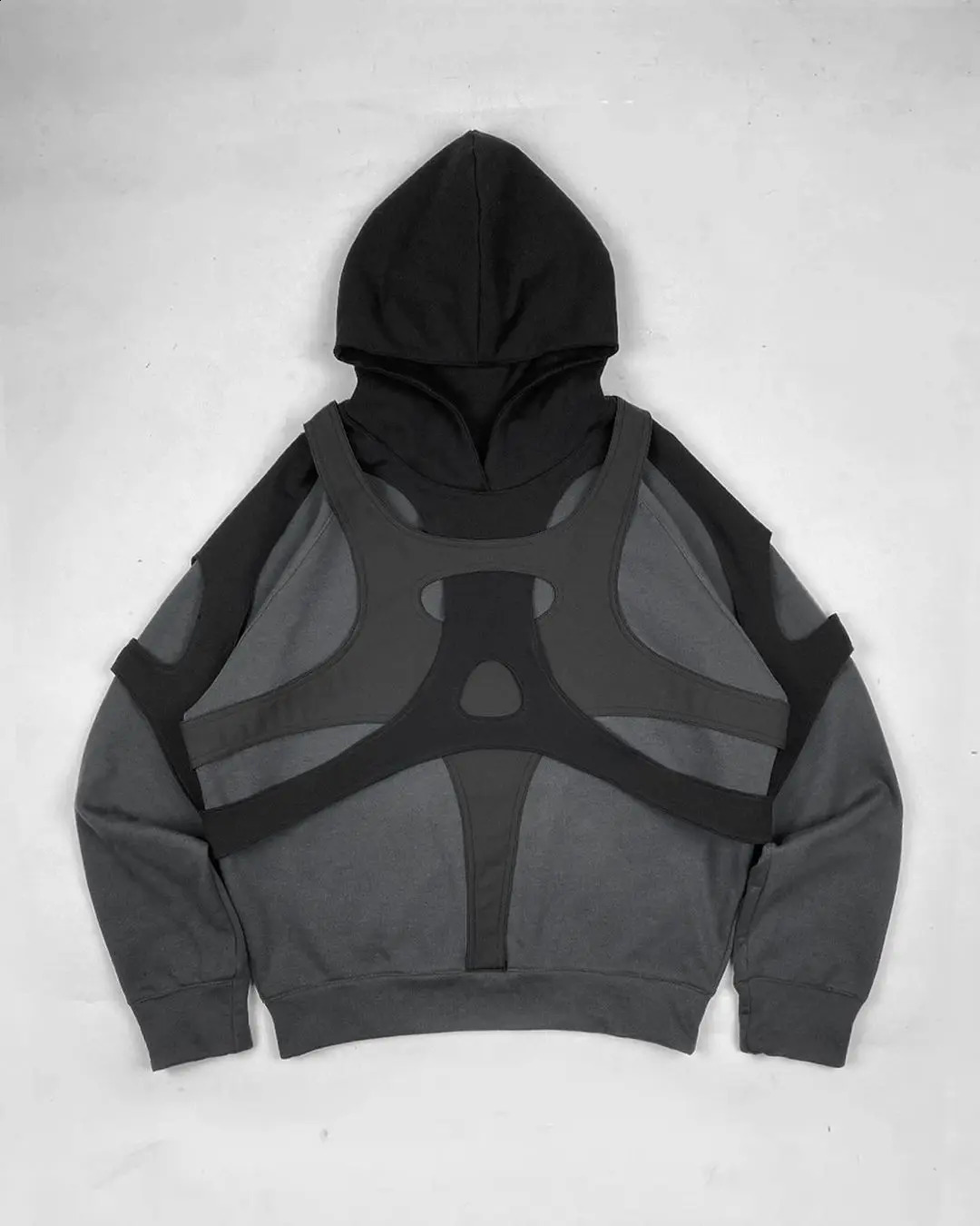 Harajuku patch work street long sleeved hooded sweatshirt for women Y2K black hip-hop hooded sweatshirt loose casual streetwear for men 240925