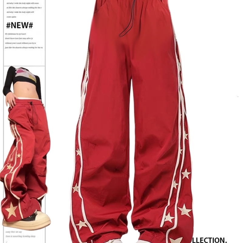 Pantalons de sport rouge en sac pour femmes HARAjuku Streetwear mode
