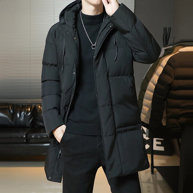 Ultra thin fit jacket mens winter jacket hooded casual long cotton jacket thick warm Parkas mens jacket winter jacket 240926
