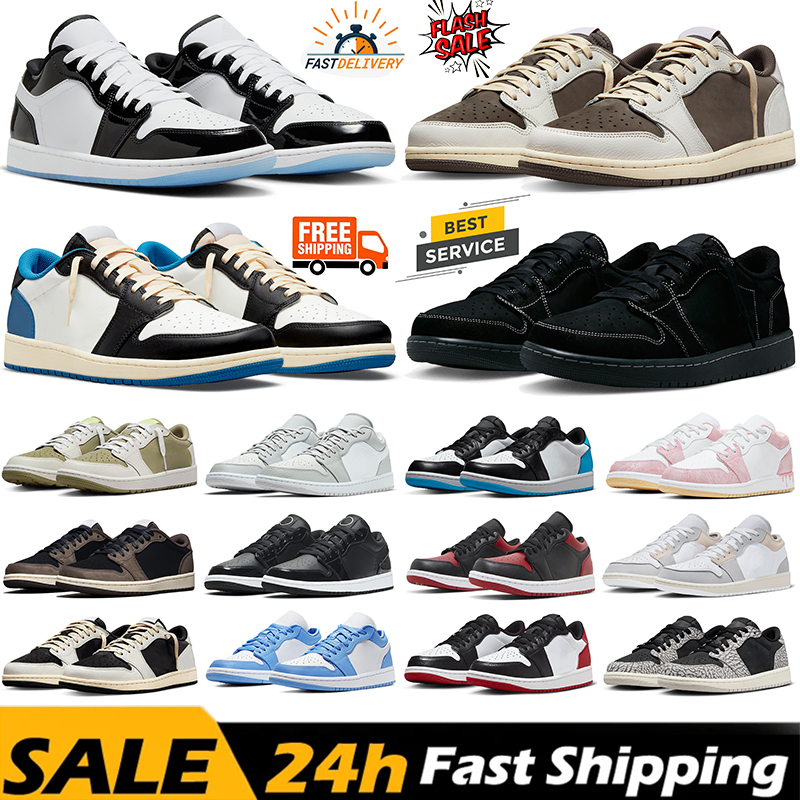 free shipping 1 low basketball golf shoes for men women 1s sneakers Reverse Mocha Black Phantom Olive Panda UNC mens womens outdoor sports trainers
