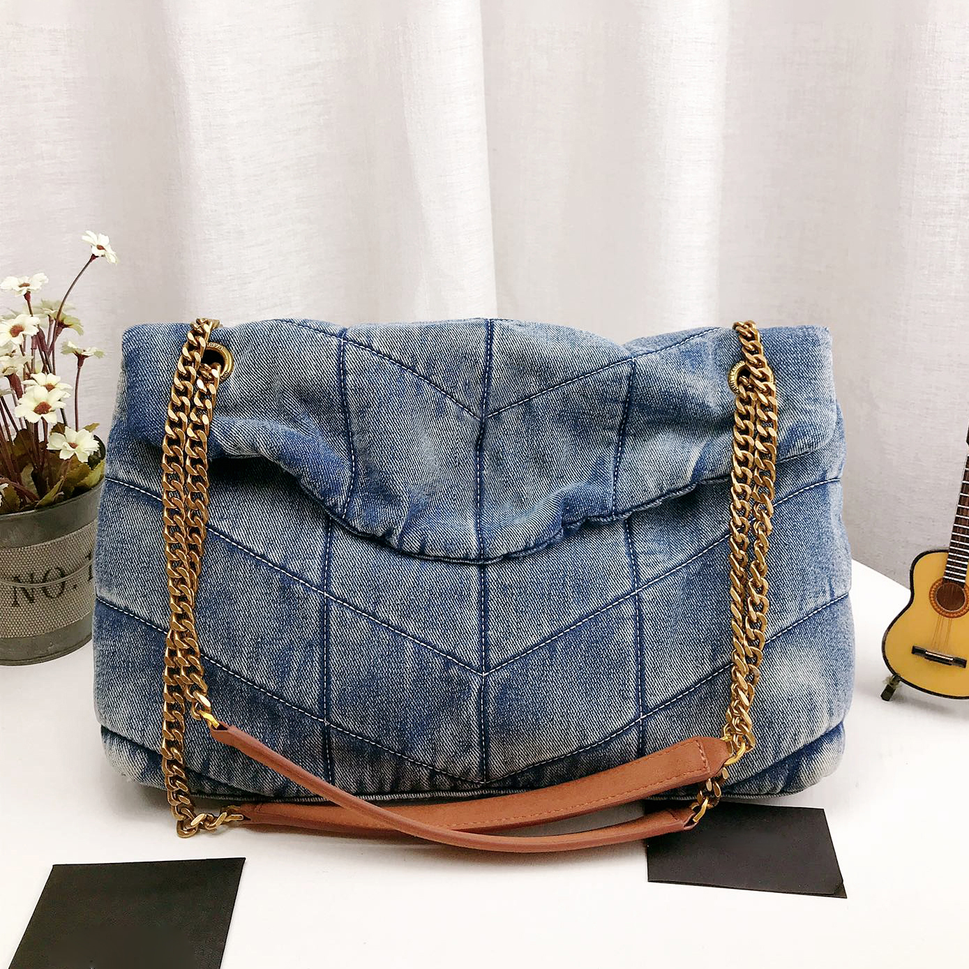 Top quality Designer denim puffer bag Womens Fashion Retro messenger bags Luxury Quilted Denim bag Large Crossbody Shoulder Bags for women Luxury fl