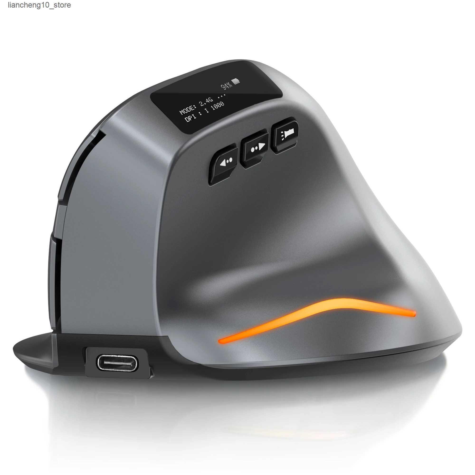 Mice Lefon Bluetooth Vertical Mouse Wireless Ergonomic Mice with OLED Screen RGB USB Optical Rechargeable Mouse for PC Laptop Gaming L240910-image-1022315874