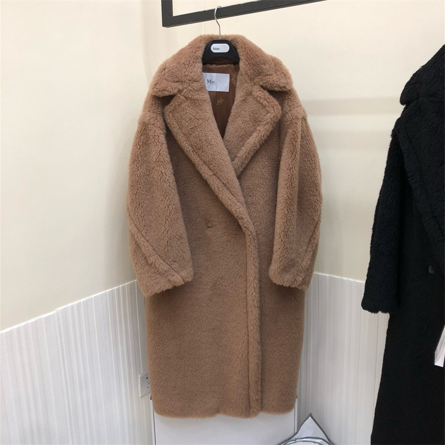 Women's Fur Long Overcoat Designer Teddy Bear Jacket Authentic Women Winter Coat Thick Warm Oversize Outerwear Fashion Overcoat Real Lambswool