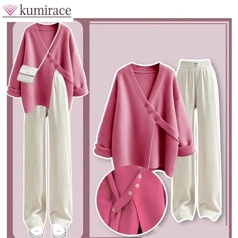 Ensemble de vêtements d'automne Femme 2024 Pull tricoté Pantalon décontracté mince et polyvalent deux pièces pour femmes pantalons sets y240925