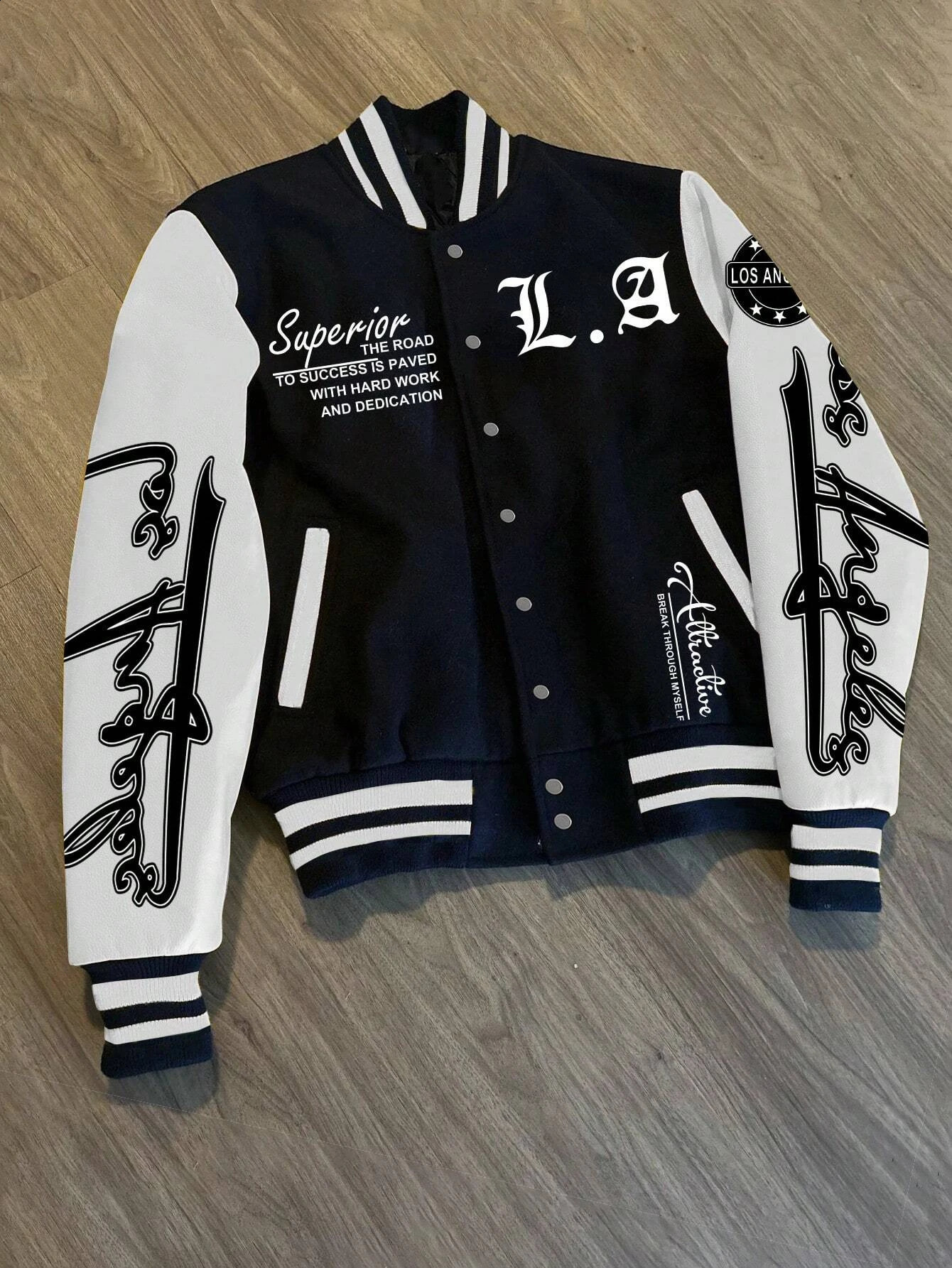 Manfinity EMRG Mens Simple Printing Daily Long Sleeve Baseball Jacket Mens Jacket Mens Clothing Jacket 240926