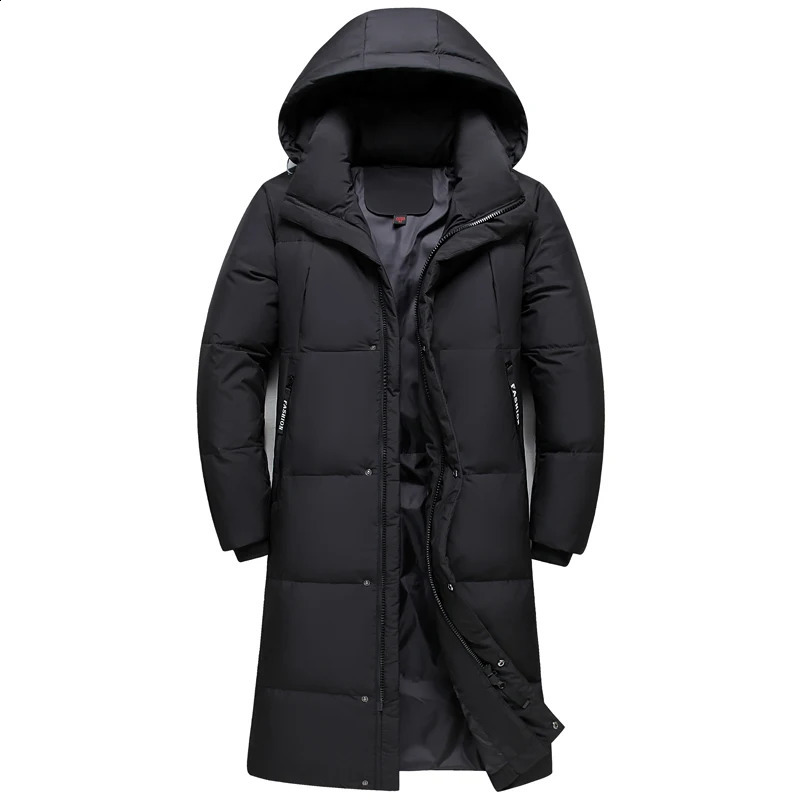 winter down jacket mens coat fashionable thick style warm 90% white duck down jacket mens hooded black long Parka 240926