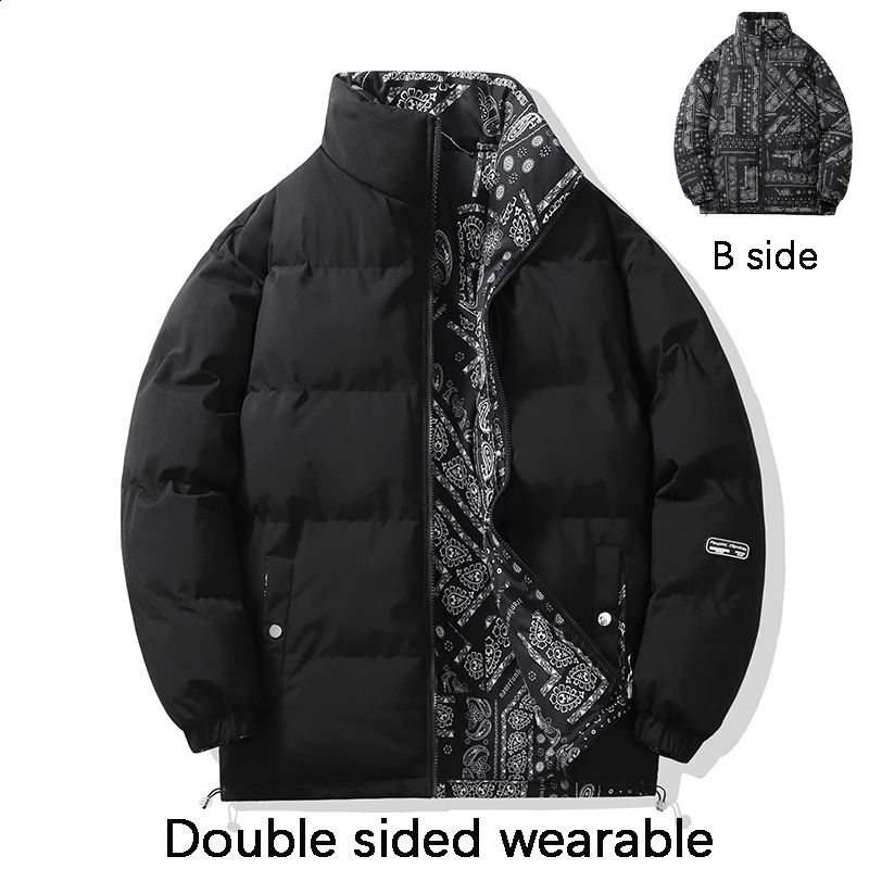 Mens autumn and winter cotton jacket warm and comfortable padded thick jacket double-sided clothing S-4XL 240926