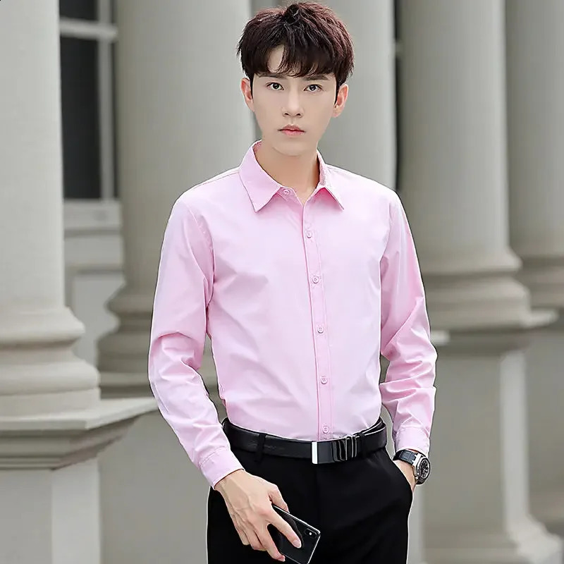 Shirts For Men Formal Plain Office Dress Man Shirt Black Regular Button Up Things With Vintage Asia Summer Sleeves S 240925