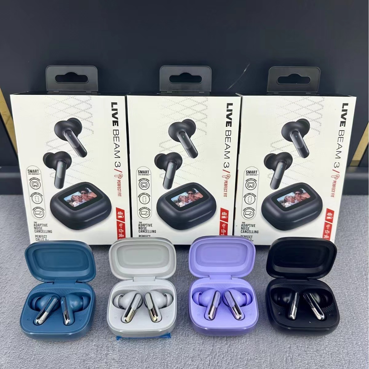 Cell Phone Earphones LIVE BEAM3 ANC True Wireless Earphones Noise Cancelling Bluetooth Headset TWS Earbuds Small Sports BEAM3 Waterproof-image-1051240444