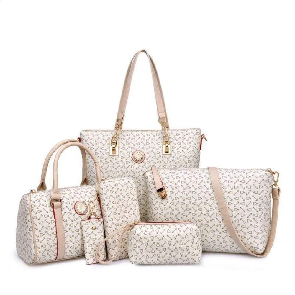 Sac de rangement pour femmes sac à main 5 pièces sac à main en nylon ensemble multifonctionnel classique motif os sac de voyage sac à bandoulière