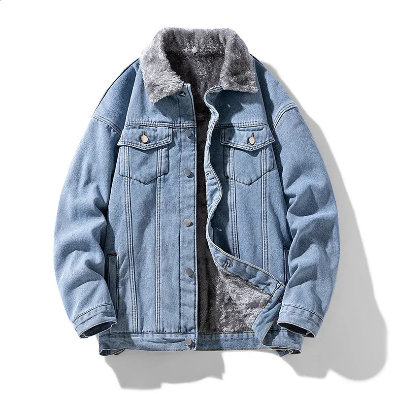mens denim jacket for autumn featuring a lapel windproof jacket comfortable thick jacket and a casual full match 240926