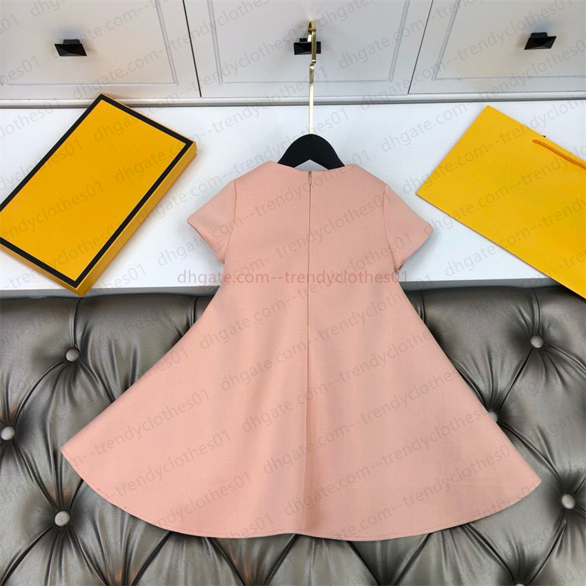 Toddlers kids girls summer autumn party dress fashion designer 1-16years girl vintage print letter tutu skirt dress childrens luxury summer ruffl-image-942638361