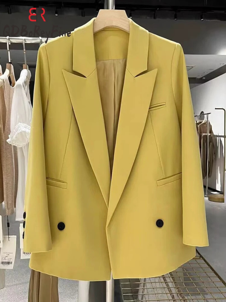 oversized sports jacket womens elegant office womens long sleeved top double chest sports jacket sleeveless spring casual suit womens jacket 240926