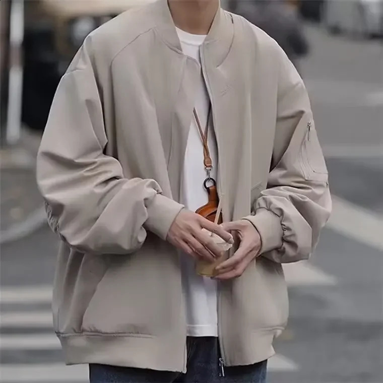 American style loose fitting bomber jacket fashionable Jetstream ultra-thin suitable for baseball cap sleeves mens autumn and winter thick vest 2409