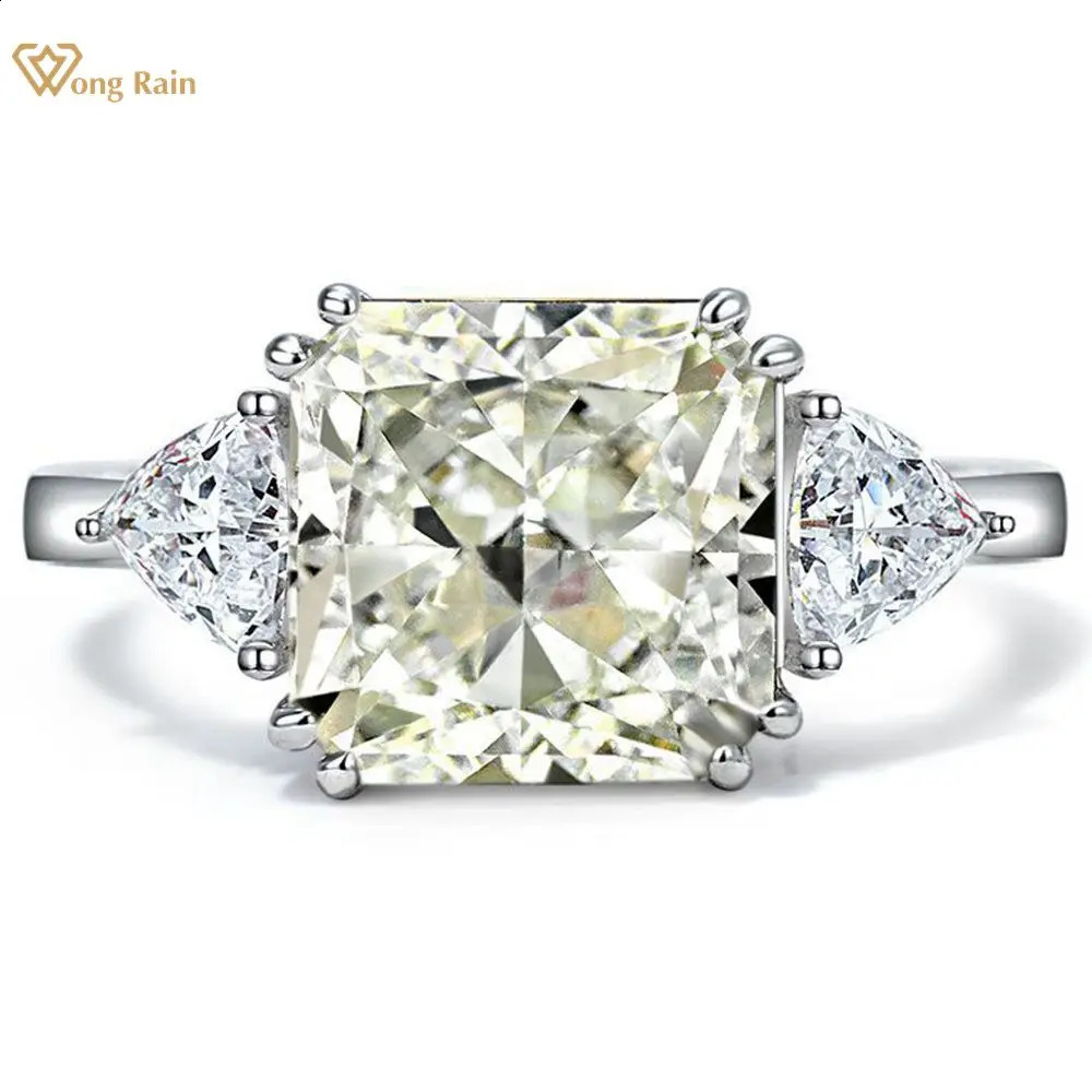 Wong Rain 100% 925 sterling silver 5CT G color laboratory sapphire gemstone wedding engagement cocktail ring womens jewelry wholesale 240929