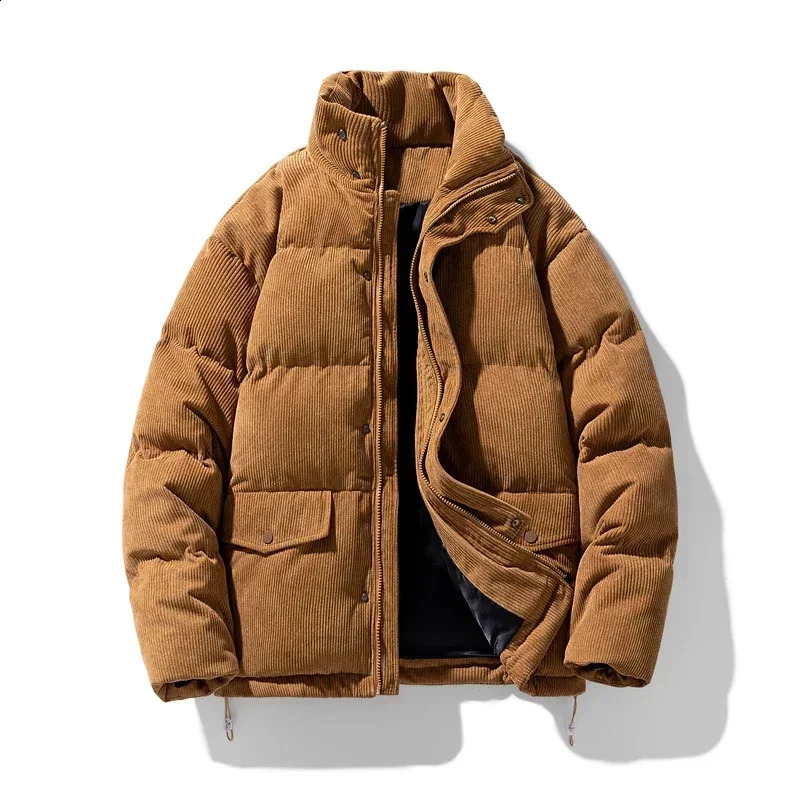 Winter mens corduroy cotton padded clothing trend loose casual thick warm jacket young cotton padded clothing 5XL 240926
