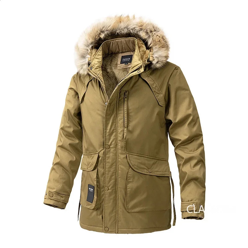 Mens Winter Hooded Long Coat Mens Multi Pocket Winter Coat Warm Park High Quality Mens Leisure Outdoor Coat 4XL 240926