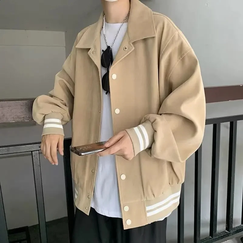Trendy Hong Kong style loose fitting mens baseball jacket autumn retro top casual scene thin notebook clip on jacket 240926