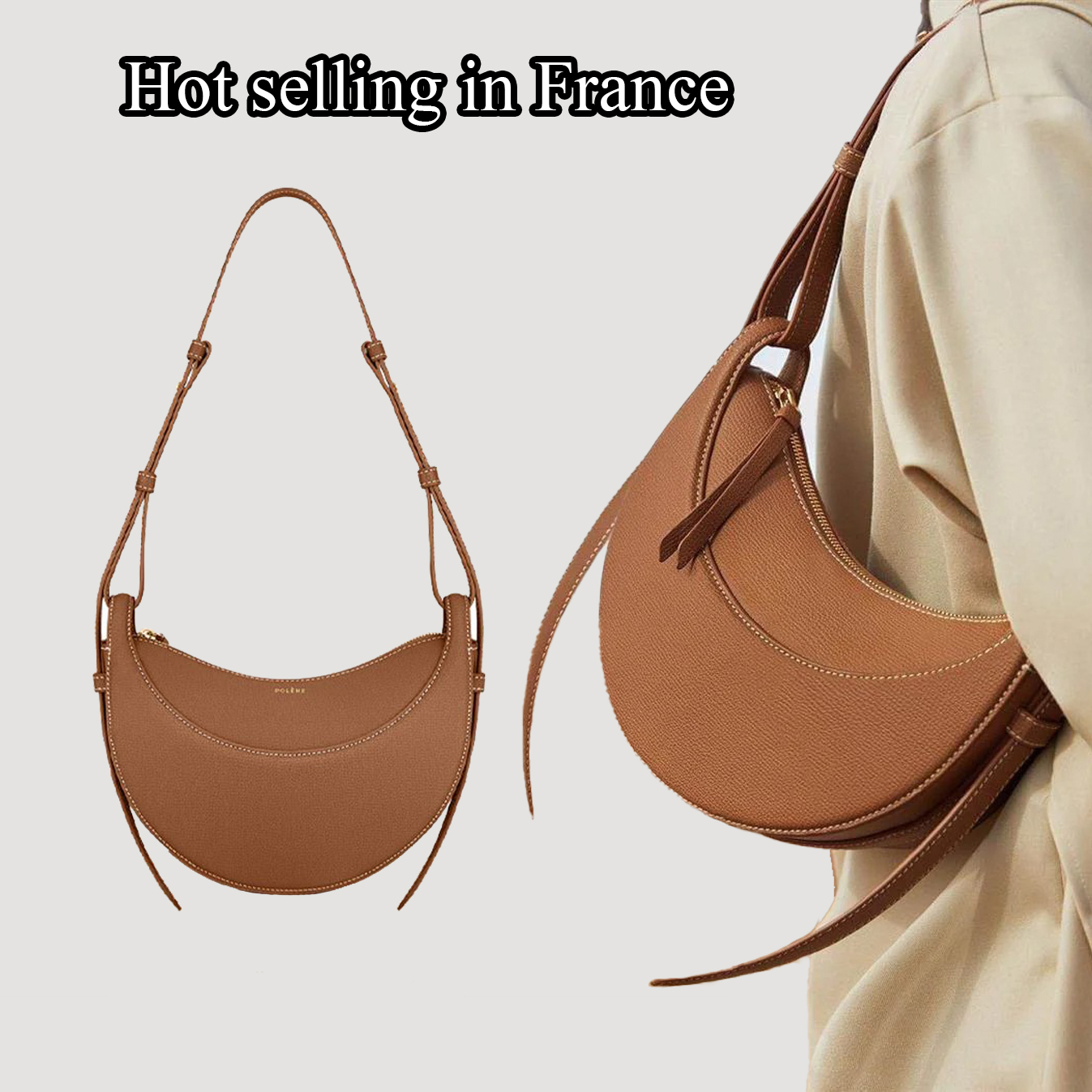 Numero Dix Half-Moon Hobo Bag Cyme Tote bags Paris Designer bag Women Handbags Numero Dix Full-Grain Tonca Textured Calf Leather Beri Tote Crossb-image-996019967