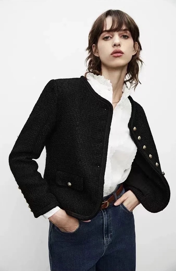 Cel2024 black jacket jackets womens winter jacket women Paris runway womens coat designer jacket women tweed jacket designer top designer clothes