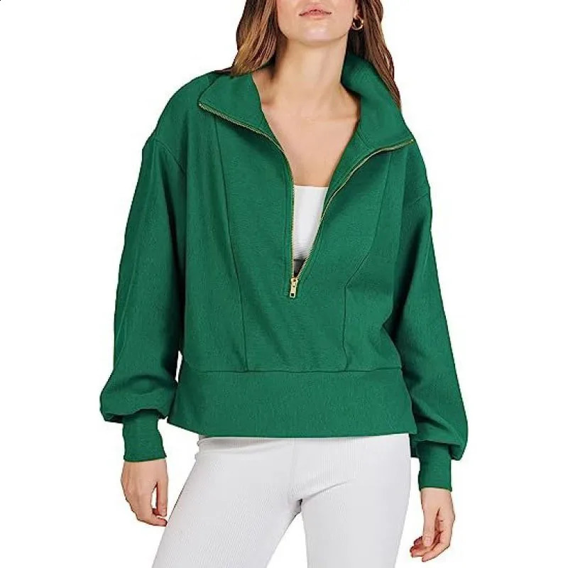 Automne lâche mi-col ouvert pull patch pulater féminin chaud zipper décontracté à manches longues 240926