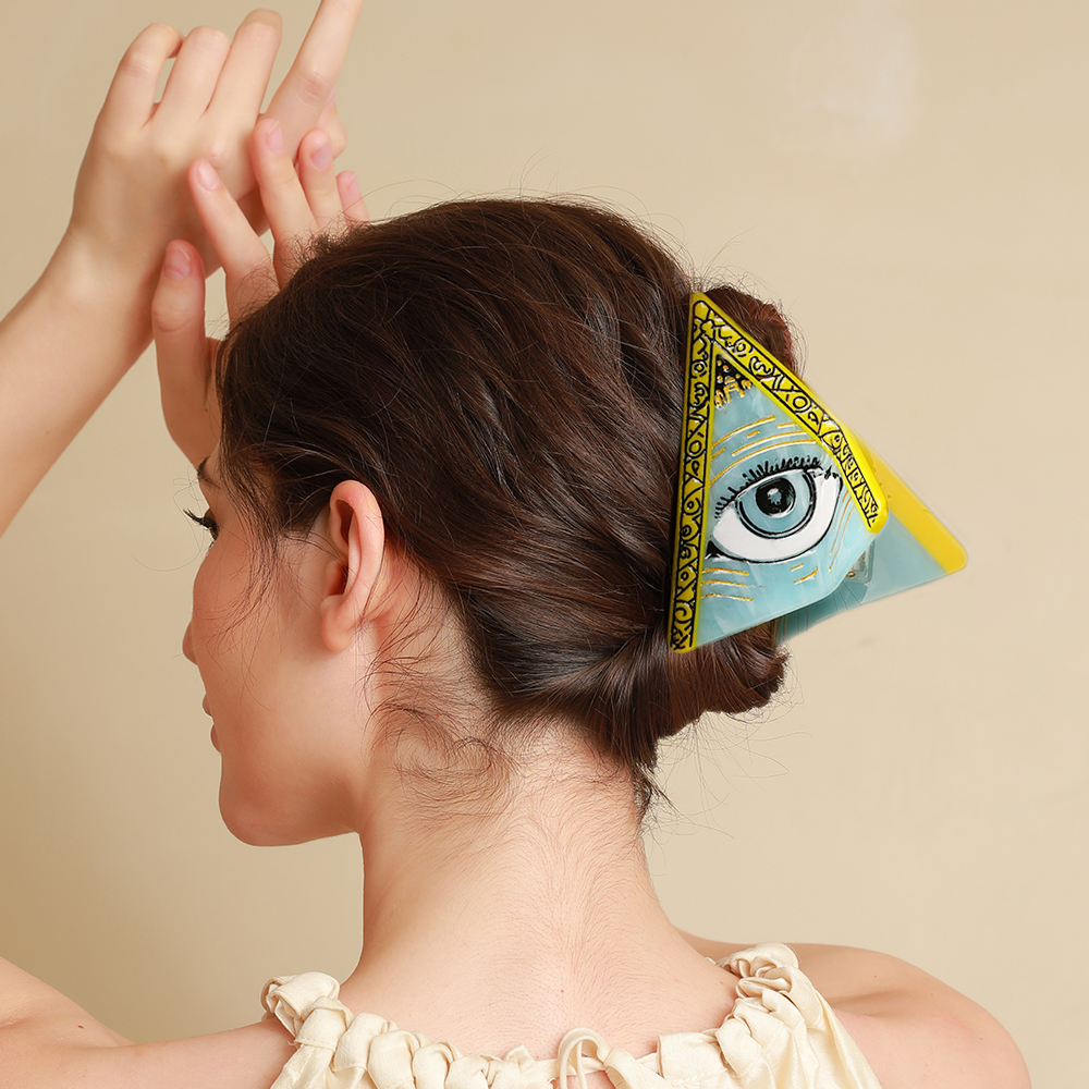 New fun demon eyes back of the head hair clips large grab clip tassel acetate shark clip headdress handmade splicing-image-1048036174