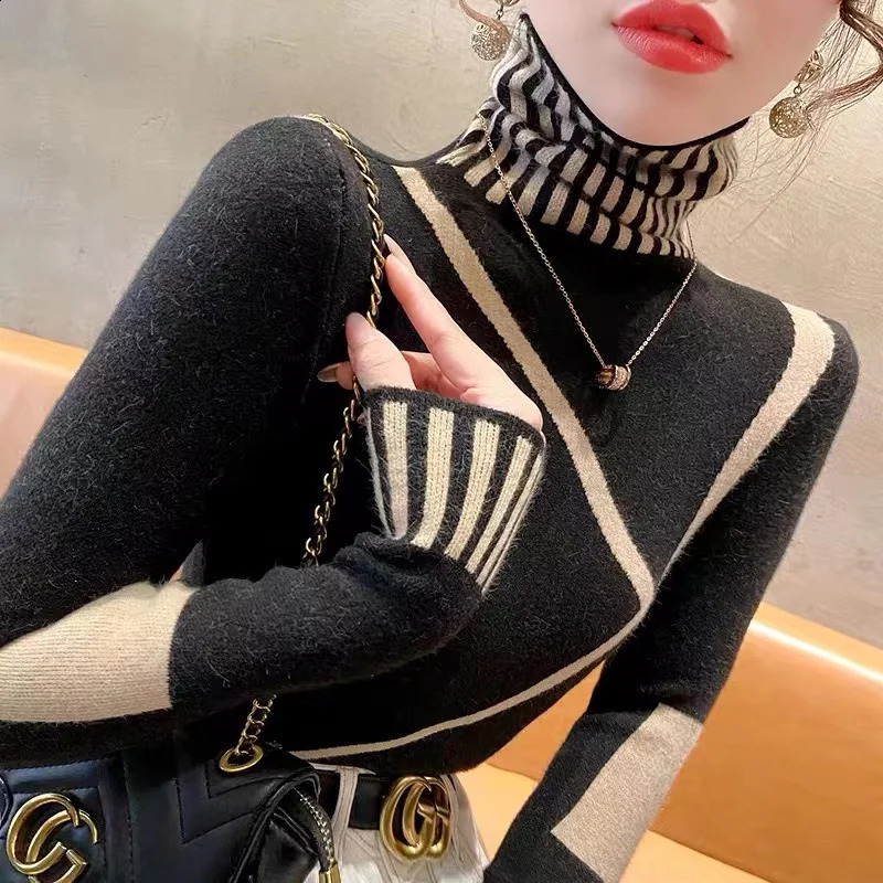 Womens clothing fashion striped ultra-thin Y2k T-shirt spring and autumn long sleeved basic fashion casual top womens simple fully matched zipper
