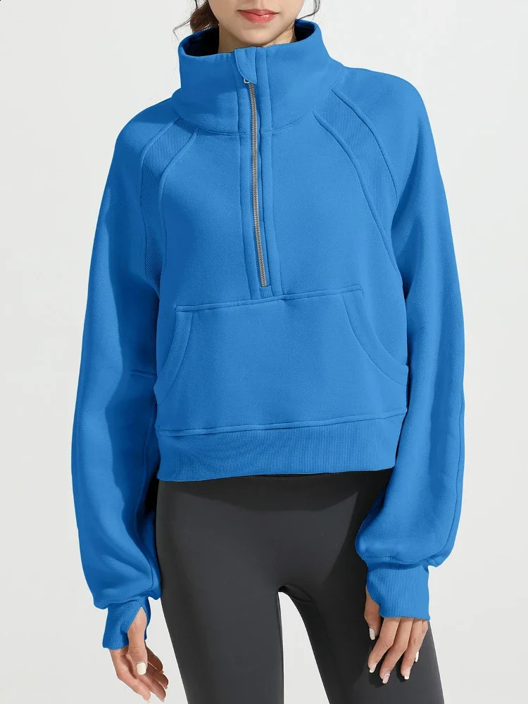 Autumn/Winter Hoodie Womens Stand up Collar Sportswear Womens Half Zipper Warm Loose Fit Super Large Hoodie 240926