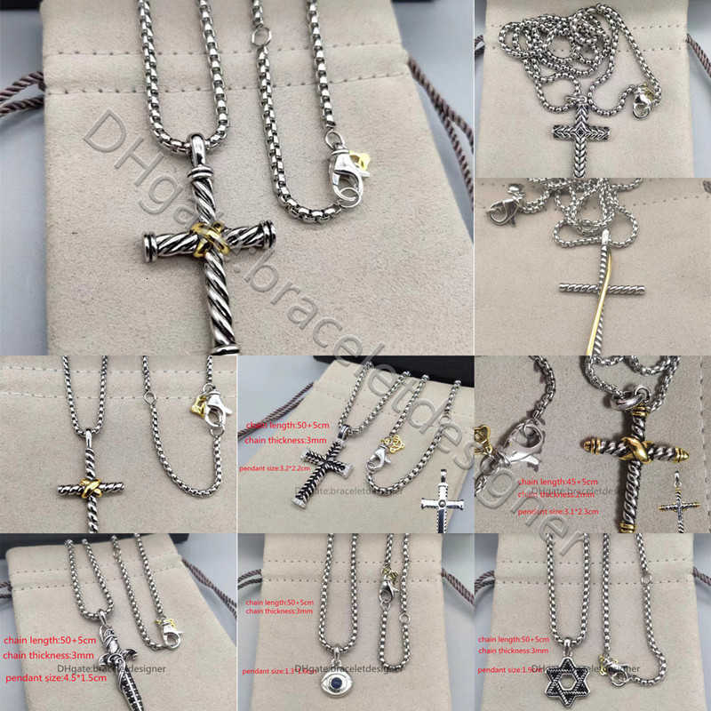 luxury necklace designer for women men bijoux femme luxe 925 Sterling Silver Retro Cable Cross Pendant Hip Hop Party Gift
