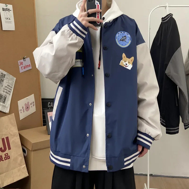 Mens Baseball Jacket Japanese Style Printed Men Bomber Casual Wear Male Coat Windbreaker 2023 Spring Autumn 240927