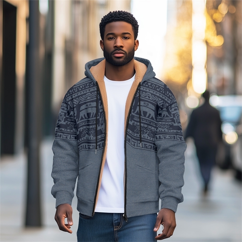 Warm and Comfortable Mens Winter Jacket with Zippered Pockets Thick Wool Lined Coat for Cold Weather y240926