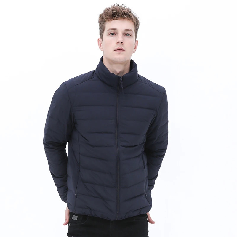 Mens stand up collar 90% down jacket soft matte waterproof fabric jacket seamless winter and autumn warm jacket jacket 240923