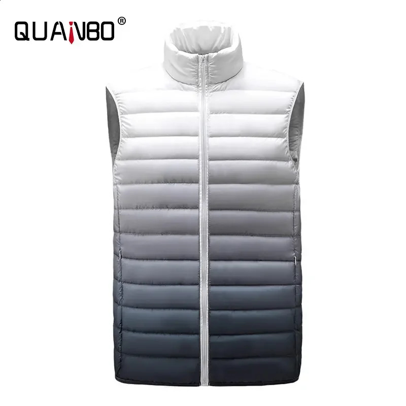 Mens sleeveless down jacket for spring and summer mens fashion gradient color 90% white duck down casual inflatable vest 240923