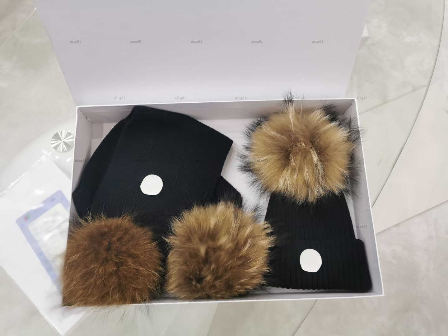 Brand baby caps Raccoon fur ball hat kids fashion accesories Winter Warm Two Piece Set high quality children Hats and scarf