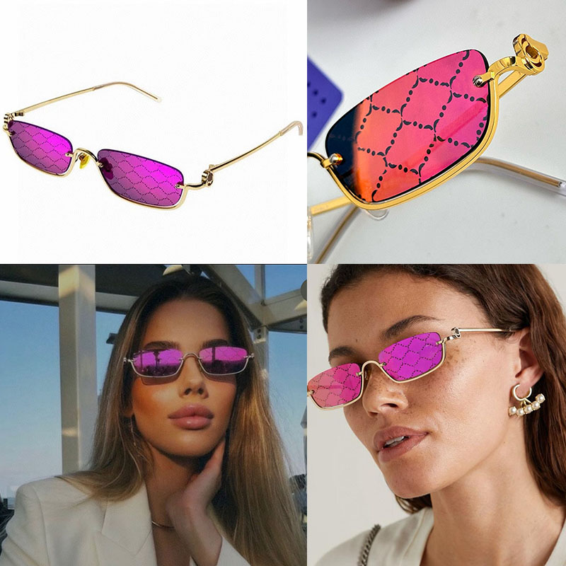 Beautiful Womens Rectangular Frame Sunglasses 1278S Cut Out Interlocking G detail Gold Toned Metal Frame Solid Brown Lenses acetate tips mens Holida