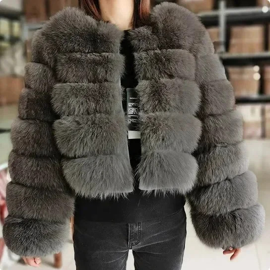 HOT QUNTINA Fur Coat Real Winter WomenS New Fashion Furry Raccoon Women Winter Fluffy Jacket Thick Warm Furry Outwear Faux Fur Coat 2026 casual S