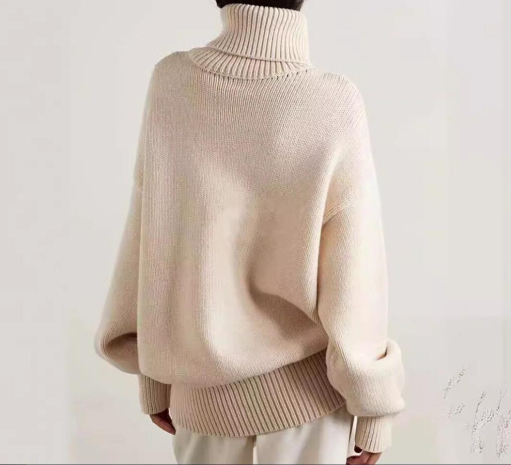 Th~Row 2024 Autumn and Winter New Wool Blended High Collar Knitted Sweater, niche warm design top