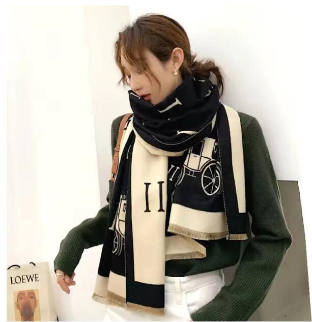 Écharpe d'hiver de styliste Pashmina pour les créateurs, écharpes chaudes, mode classique pour femmes, imitation de laine de cachemire, châle Lon