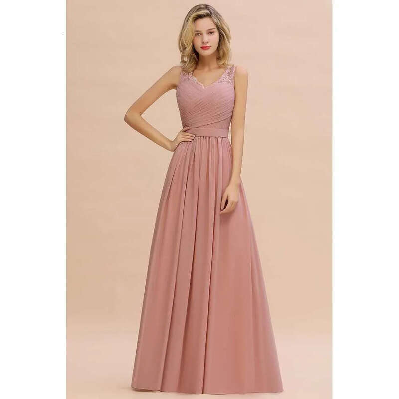 Robes 2024 babyone v élégant cou de la demoiselle d'honneur en dentelle robe de bal de promédi