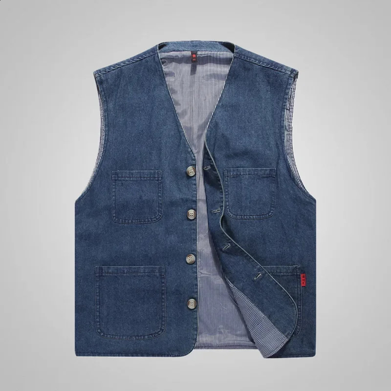 Spring And Autumn Denim Waistcoat Men Loose Casual Sports Vest Mens 240927