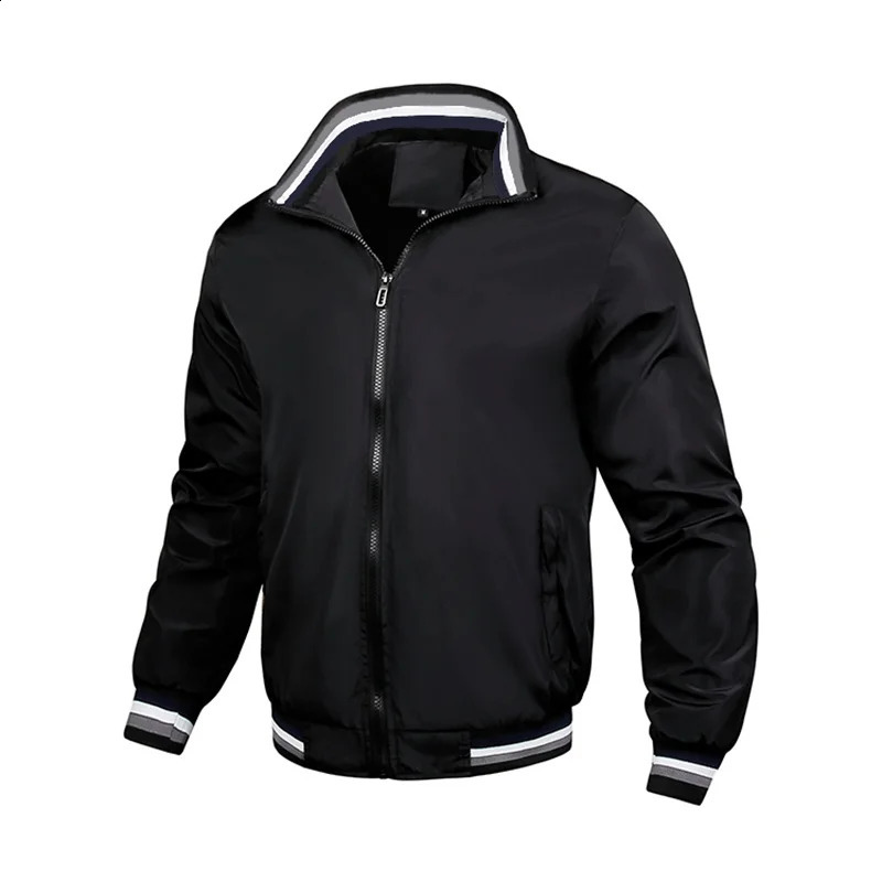 Mens casual sports spring and fall zipper baseball side seam pocket jackets without hooded daily 240927