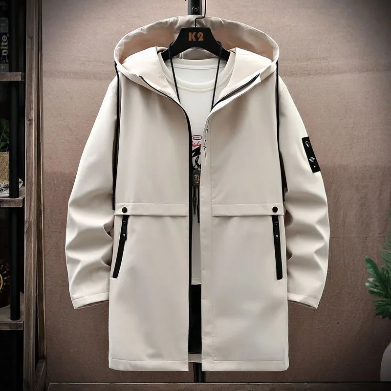 2024 Spring and Autumn Fashion Trend In The Long Hooded Trench Coat Mens Casual Relaxed Comfortable Waterproof M5XL 240927