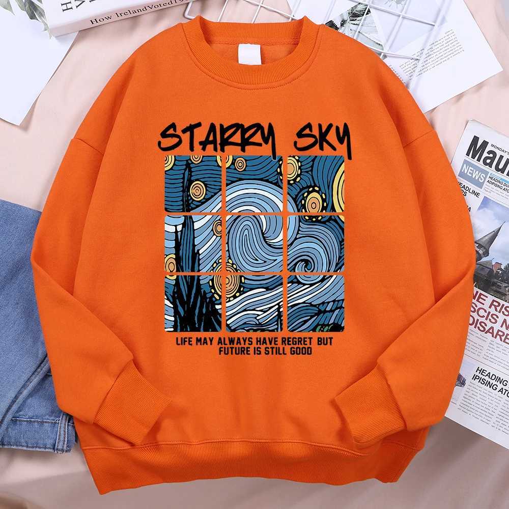 Starry Sky Blue Galaxy Sportswear Mens Fashion O-neck Autumn Clothing Soft Wool Pulling Fashion Crewneck Couple Hoodie W240928