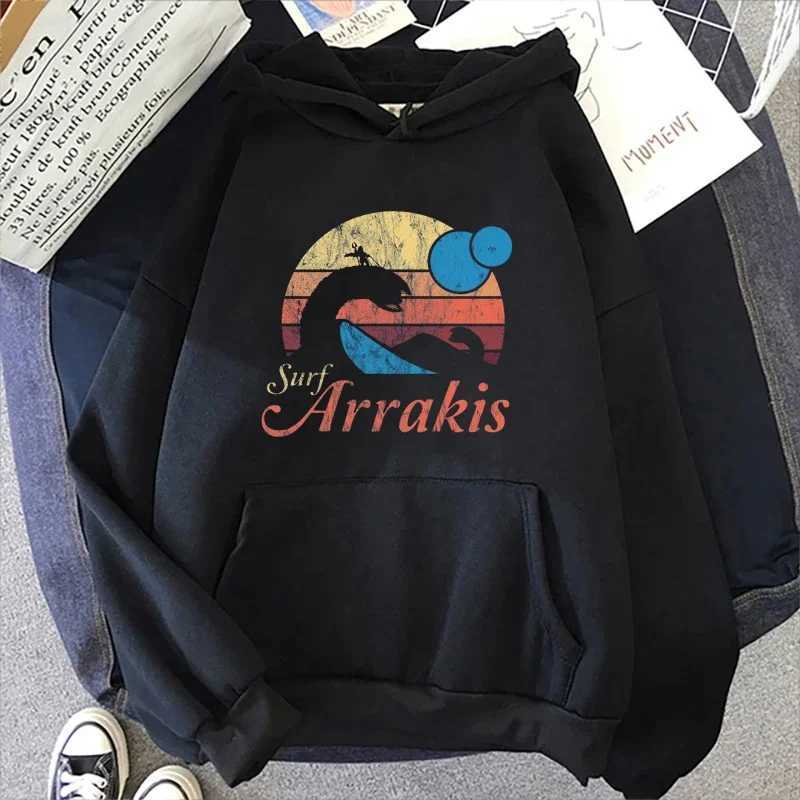 Visit Arrakis vintage Distressed Printed Crew collar and hooded sweatshirt mens casual fashion autumn/winter sweatshirt W240928