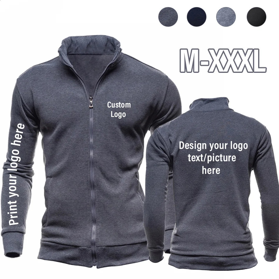 Customized mens hoodie zipper stand up collar long sleeved spring and autumn mens cardigan jacket direct wholesale 240927