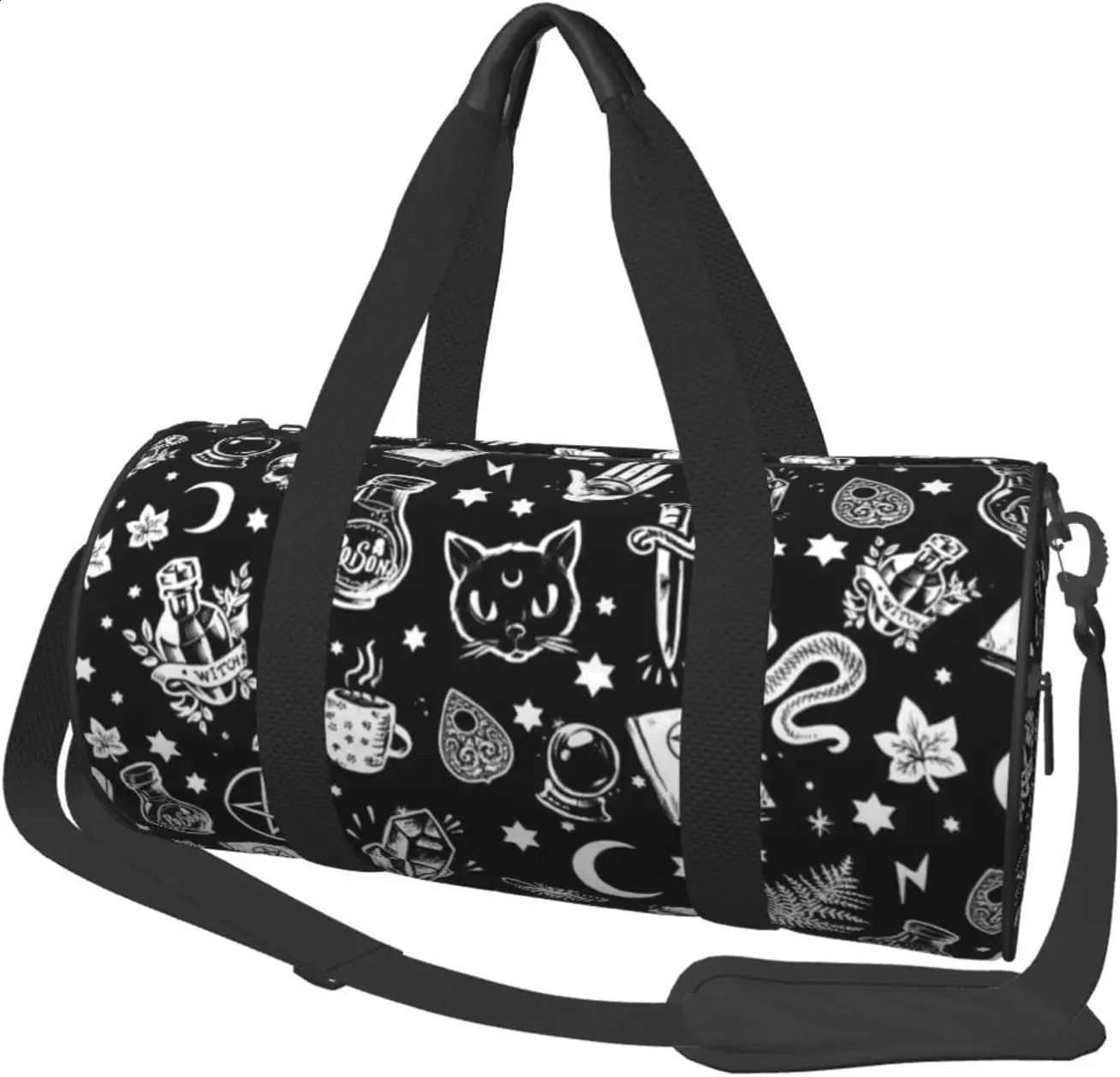 Sports Gym For Men Women Skull Cat Moon Gothic Travel Duffle Workout Durable Backpack Round Yoga Ba 982b