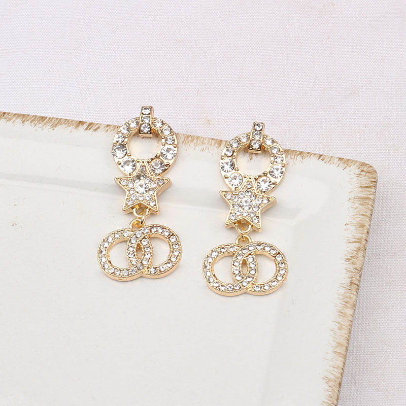 Luxury Women 18K Gold Plated Designer Ear Stud Earrings Brand Designers Geometry Crystal Rhinestone Earring Wedding Party Jewellery Brang Gift Wi-image-759973714