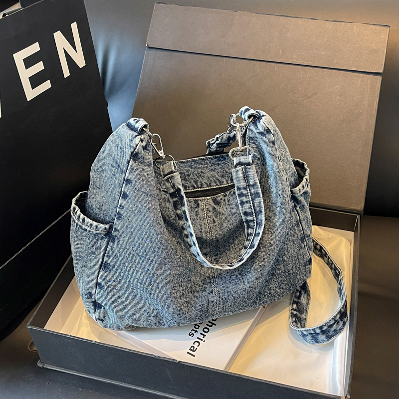 trend wrap leisure new model Women s minimalist and trend fashionable casual denim shoulder zippered shopping bag crossbody women
