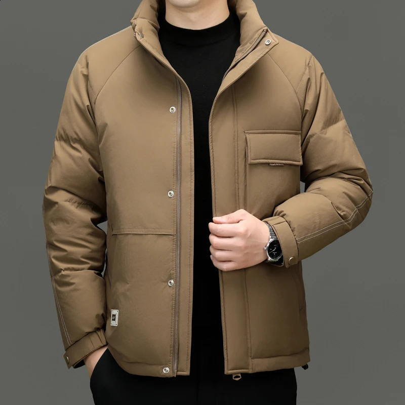 autumn and winter mens casual 90% white duck down jacket windproof and warm jacket puff jacket solid down jacket 240923