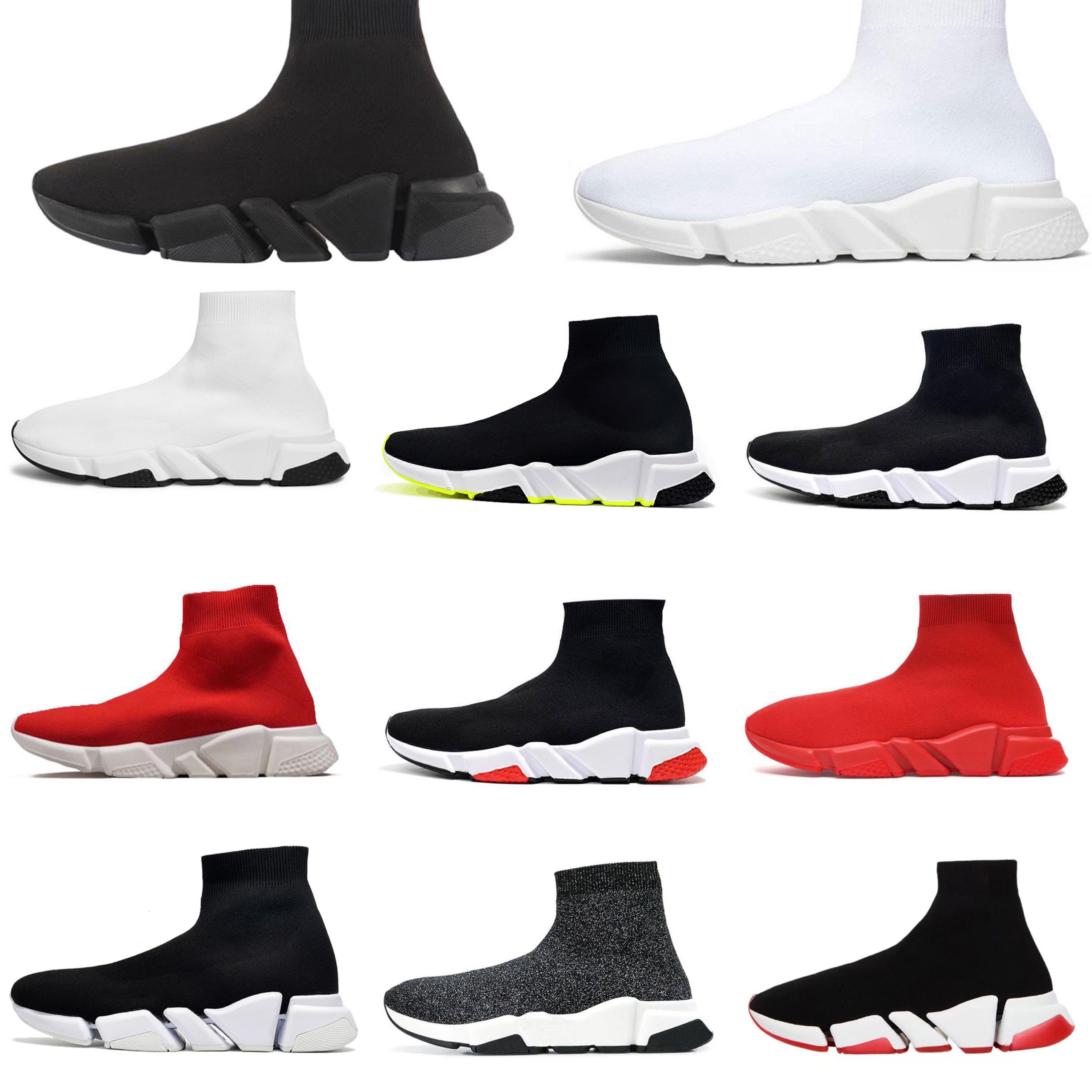 Paris Luxury Designer shoes Womens Casual Shoes Mens Socks Sneakers running trainers Black White Red Knit Boot Ankle Booties Platform Soft Texture r